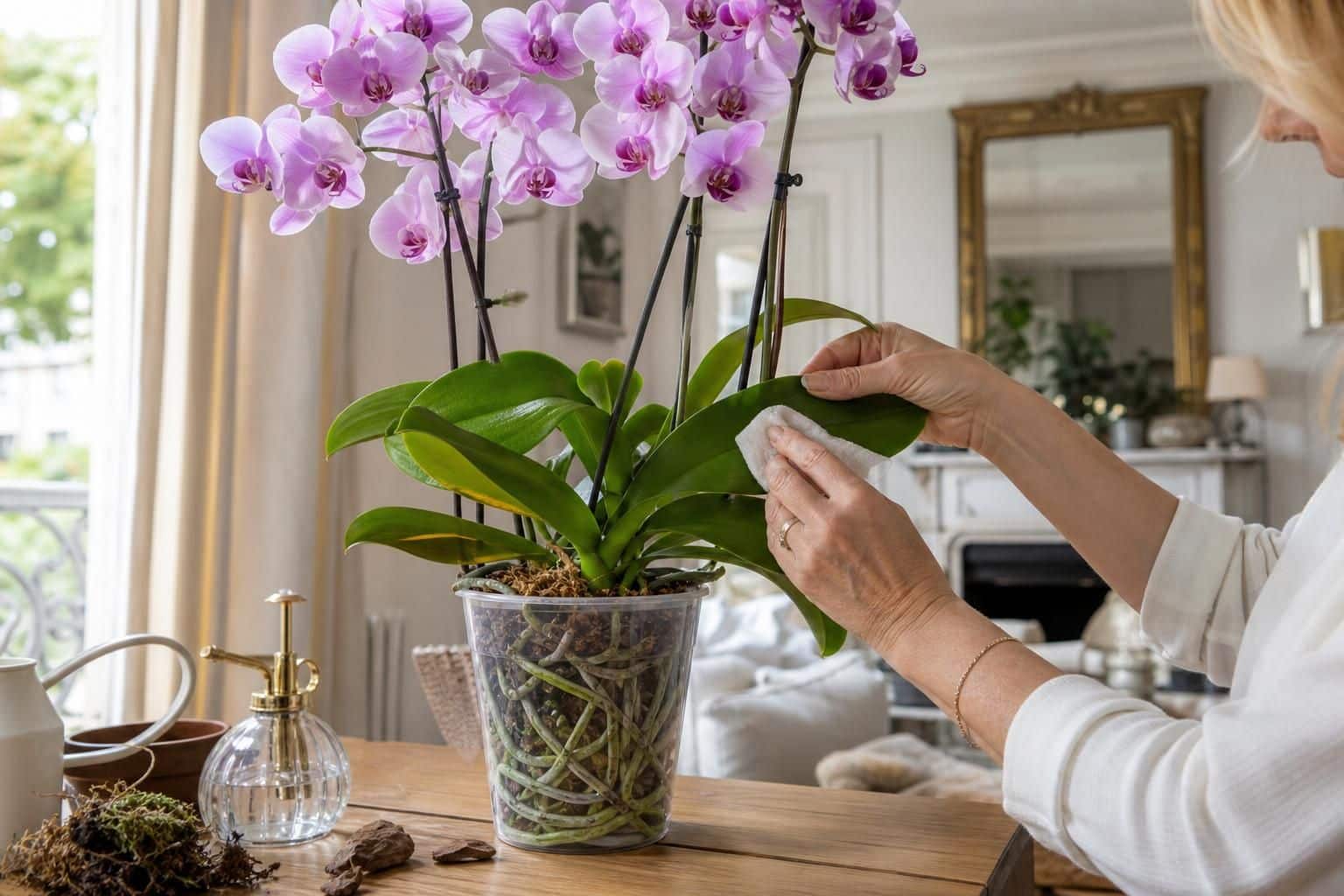 Racines d’orchidée qui sortent du pot : le bon geste pour savoir si elle va bien cet été - en pratique