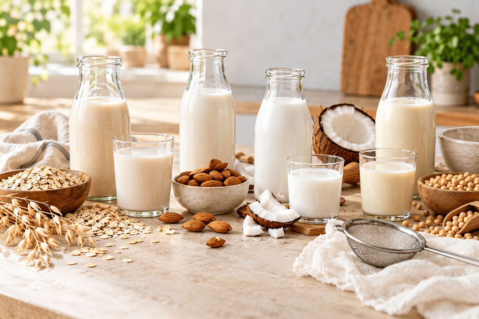 Nature et lait végétal en cuisine