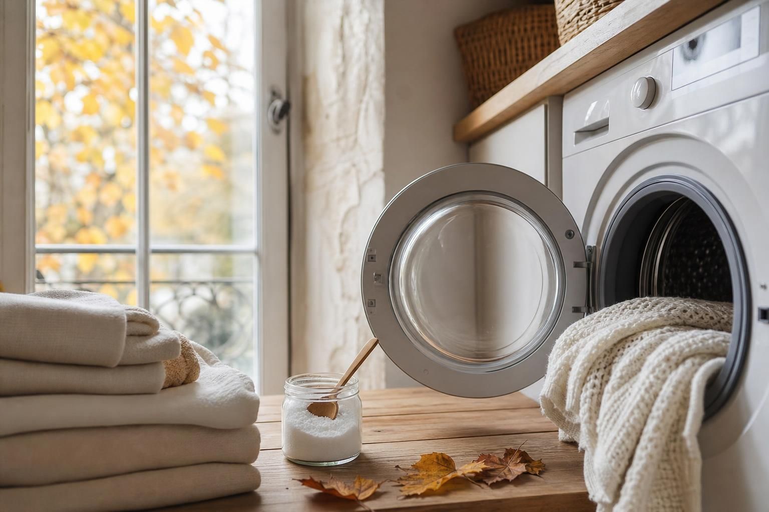 En automne, mettez du bicarbonate dans le tambour pour un linge plus frais après lavage